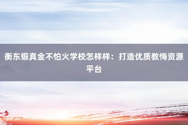 衡东锻真金不怕火学校怎样样：打造优质教悔资源平台
